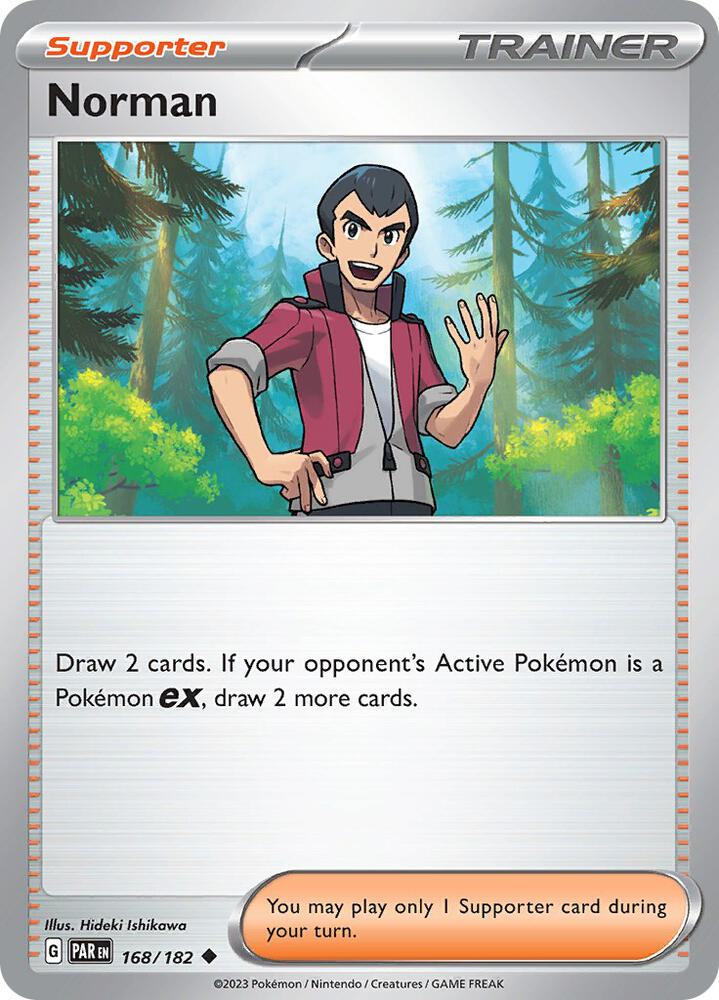 Norman - 168/182 - SV04: Paradox Rift (PAR) - Reverse Holofoil - Pokemon TCG Card