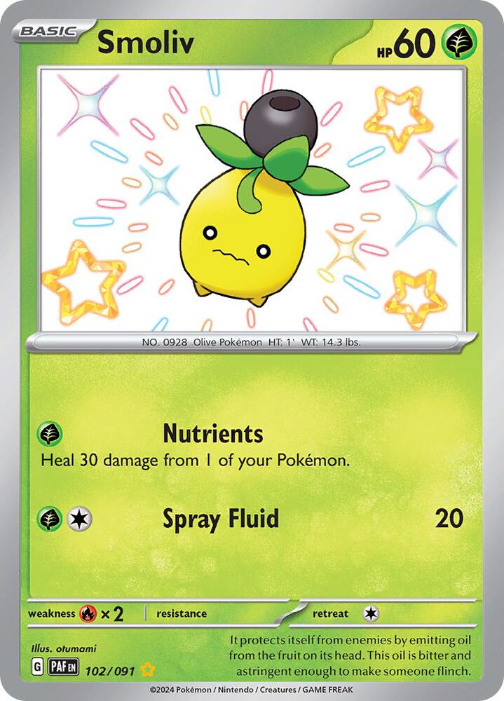 Smoliv - 102/091 - SV: Paldean Fates (PAF) - Holofoil - Pokemon TCG Card