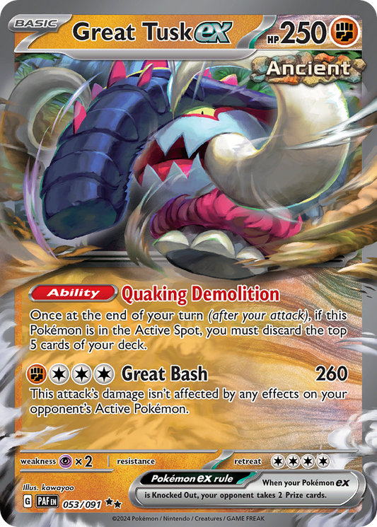 Great Tusk ex - 53/91 - Scarlet & Violet Paldean Fates (undefined)