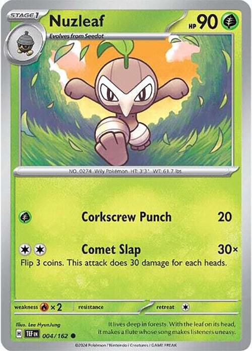 Nuzleaf - 004/162 - SV05: Temporal Forces (TEF) - Reverse Holofoil - Pokemon TCG Card
