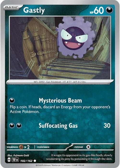 Gastly - 102/162 - SV05: Temporal Forces (TEF) - Common - Reverse Holofoil - Pokemon TCG Card