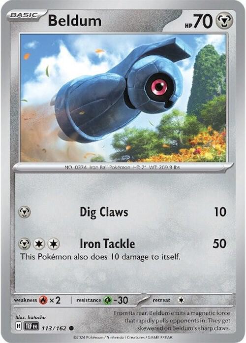 Beldum - 113/162 - SV05: Temporal Forces (TEF) - Reverse Holofoil - Pokemon TCG Card