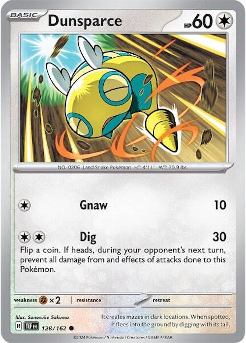 Dunsparce - 128/162 - SV05: Temporal Forces (TEF) - Normal - Pokemon TCG Card