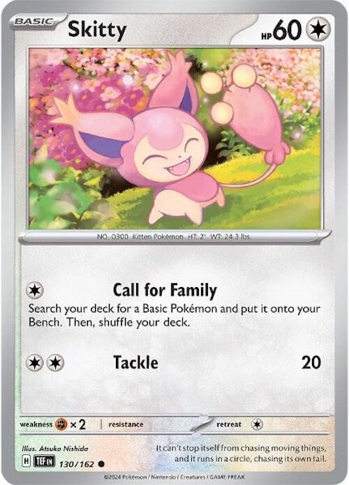 Skitty - 130/162 - SV05: Temporal Forces (TEF) - Reverse Holofoil - Pokemon TCG Card