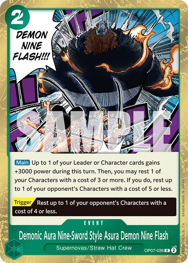 Demonic Aura Nine-Sword Style Asura Demon Nine Flash - OP07-036 - 500 Years in the Future (OP07) - Foil - One Piece TCG Card