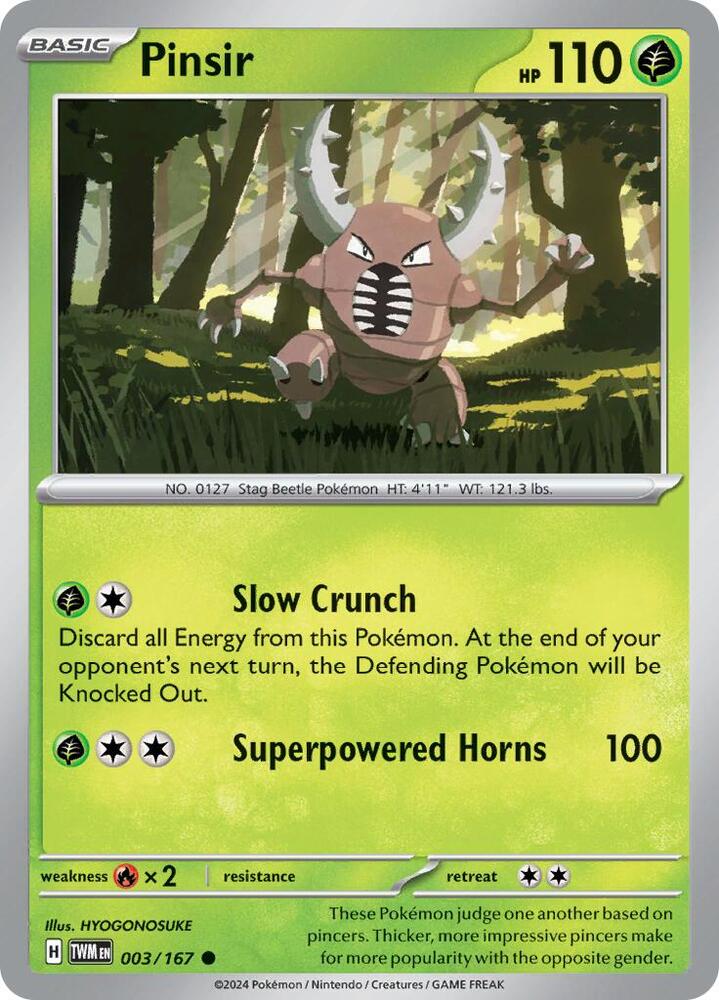 Pinsir - 003/167 - SV06: Twilight Masquerade (TWM) - Common - Normal - Pokemon TCG Card