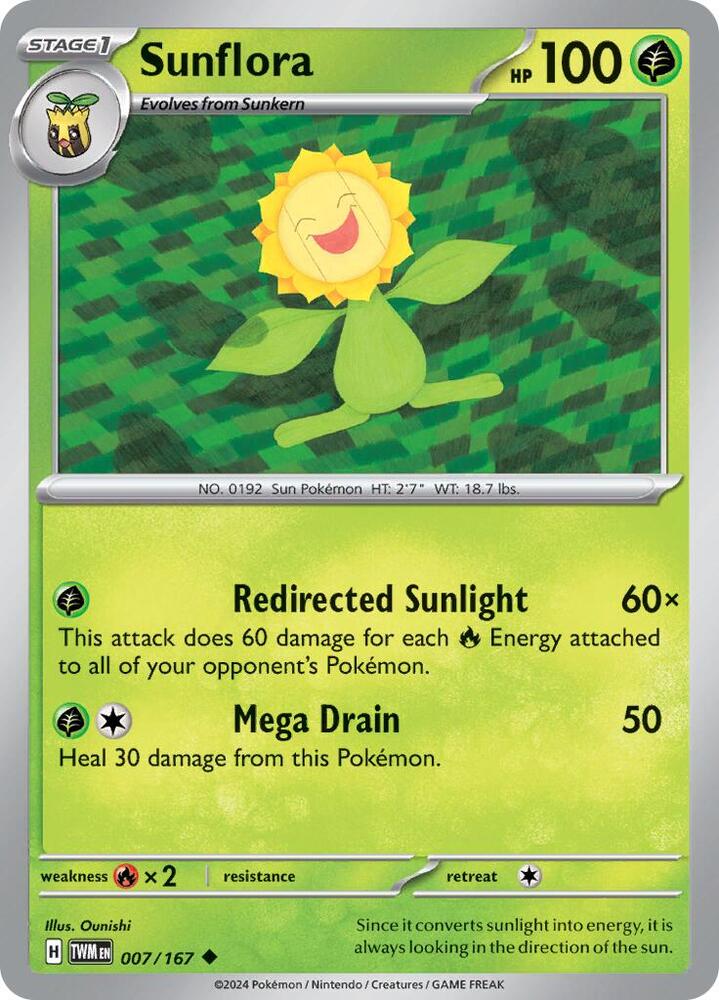 Sunflora - 007/167 - SV06: Twilight Masquerade (TWM) - Uncommon - Normal - Pokemon TCG Card