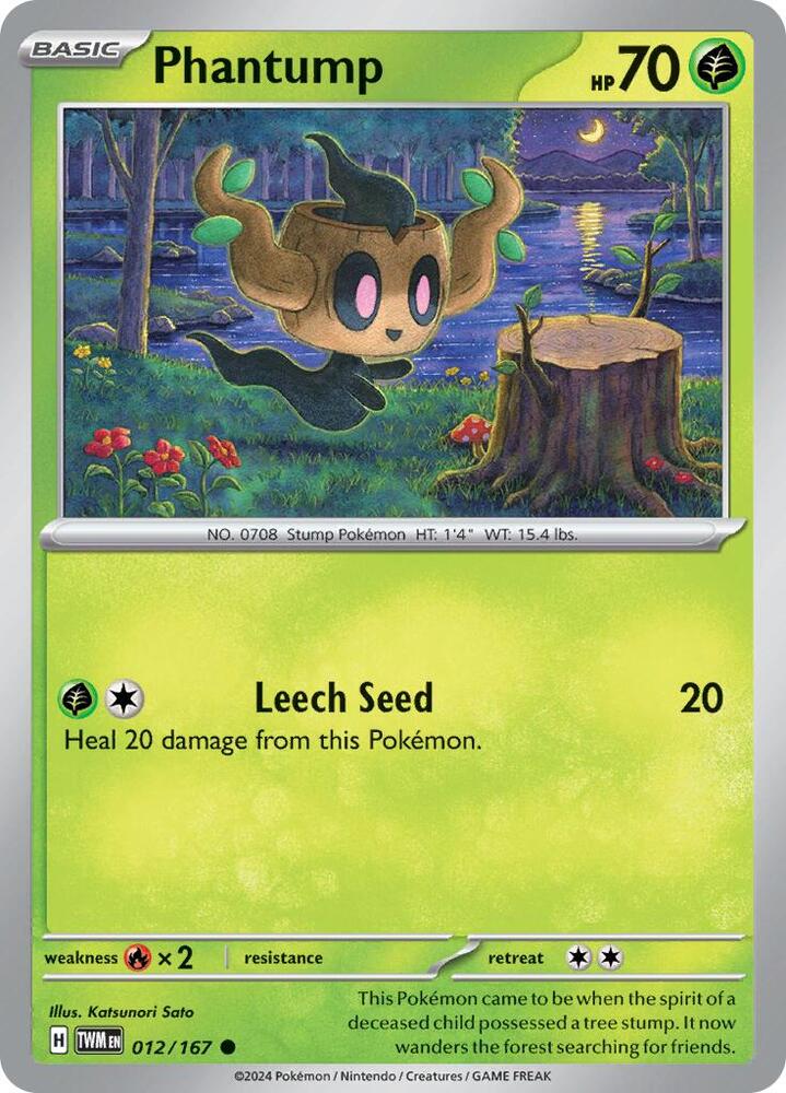 Phantump - 012/167 - SV06: Twilight Masquerade (TWM) - Reverse Holofoil - Pokemon TCG Card