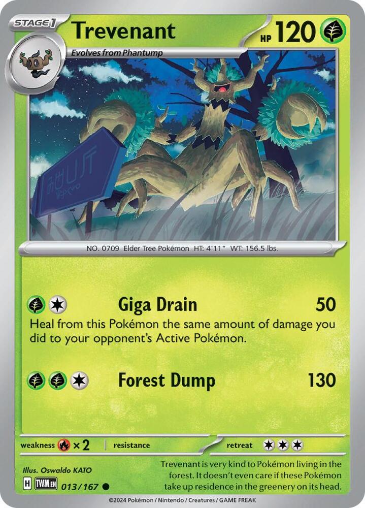 Trevenant - 013/167 - SV06: Twilight Masquerade (TWM) - Reverse Holofoil - Pokemon TCG Card