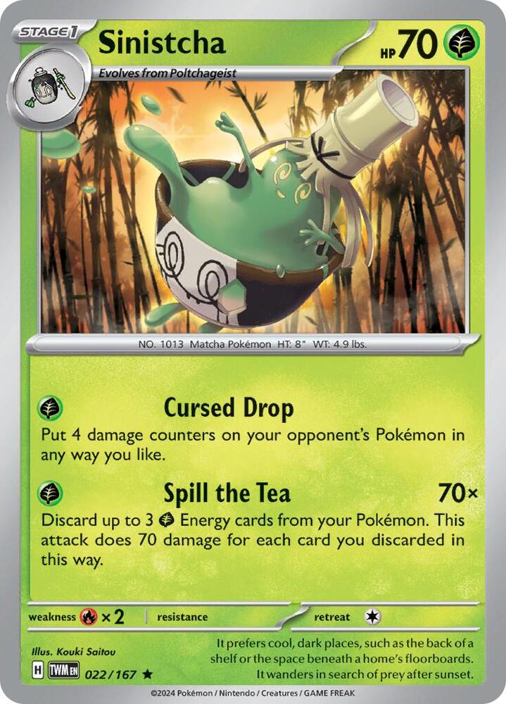 Sinistcha - 022/167 - SV06: Twilight Masquerade (TWM) - Reverse Holofoil - Pokemon TCG Card