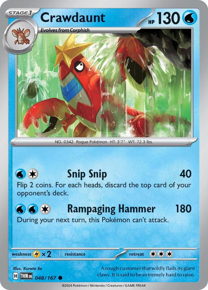 Crawdaunt - 048/167 - SV06: Twilight Masquerade (TWM) - Normal - Pokemon TCG Card