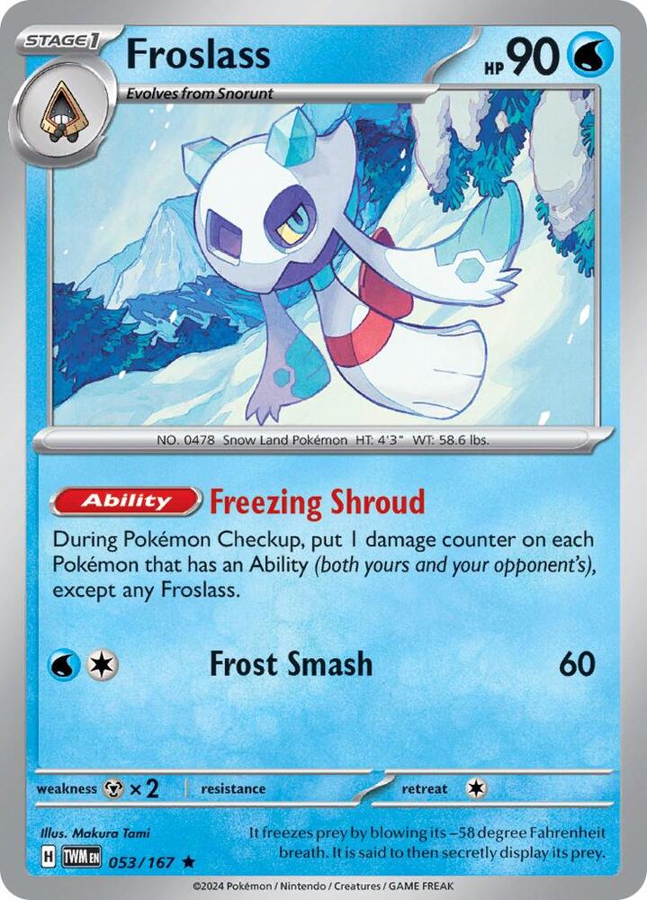 Froslass - 053/167 - SV06: Twilight Masquerade (TWM) - Rare - Holofoil - Pokemon TCG Card