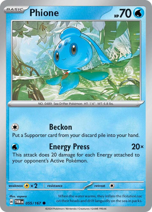 Phione - 055/167 - SV06: Twilight Masquerade (TWM) - Common - Normal - Pokemon TCG Card