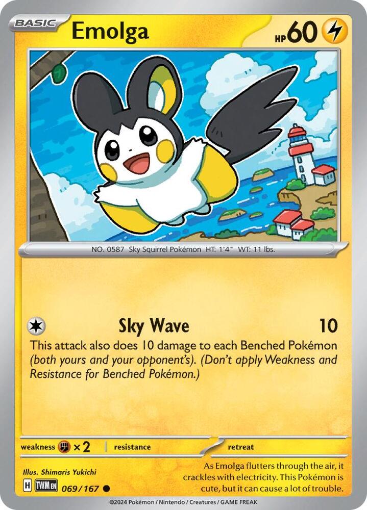 Emolga - 069/167 - SV06: Twilight Masquerade (TWM) - Reverse Holofoil - Pokemon TCG Card