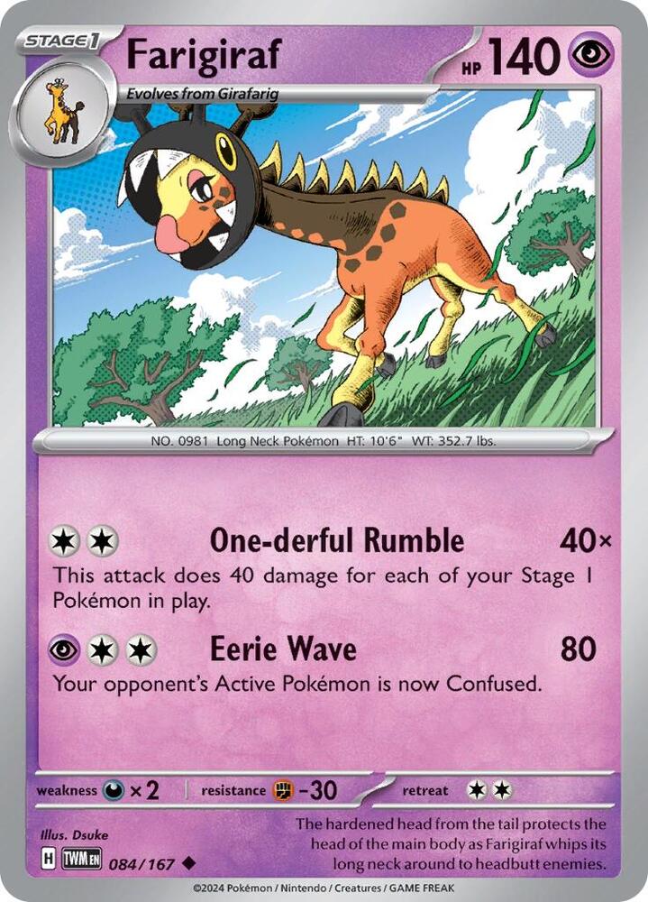 Farigiraf - 084/167 - SV06: Twilight Masquerade (TWM) - Normal - Pokemon TCG Card