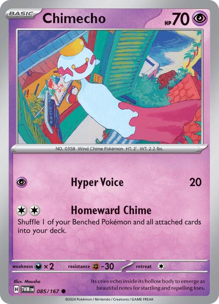 Chimecho - 085/167 - SV06: Twilight Masquerade (TWM) - Common - Reverse Holofoil - Pokemon TCG Card
