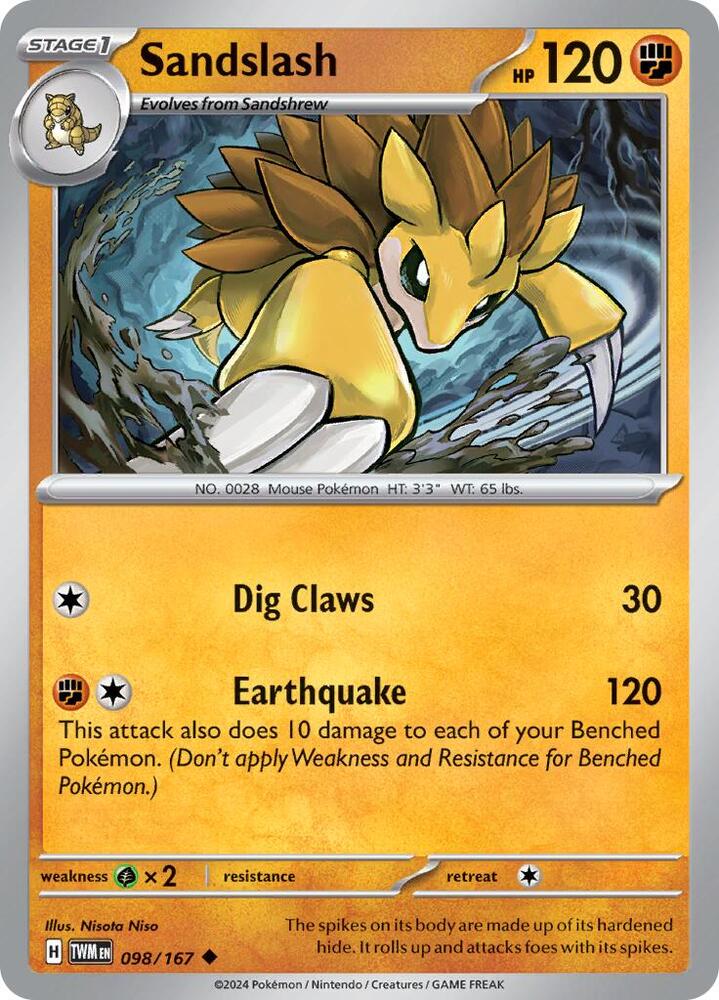 Sandslash - 098/167 - SV06: Twilight Masquerade (TWM) - Normal - Pokemon TCG Card