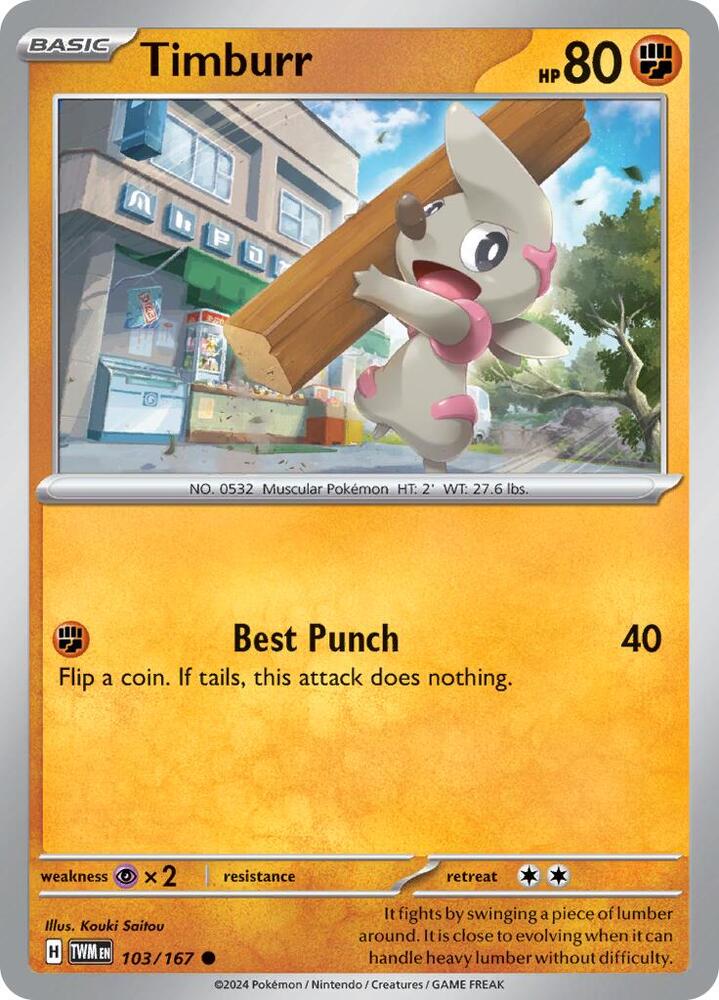 Timburr - 103/167 - SV06: Twilight Masquerade (TWM) - Common - Normal - Pokemon TCG Card