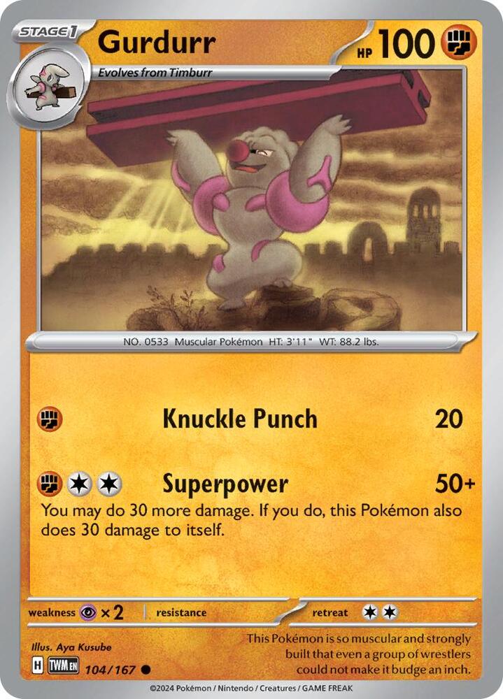 Gurdurr - 104/167 - SV06: Twilight Masquerade (TWM) - Normal - Pokemon TCG Card