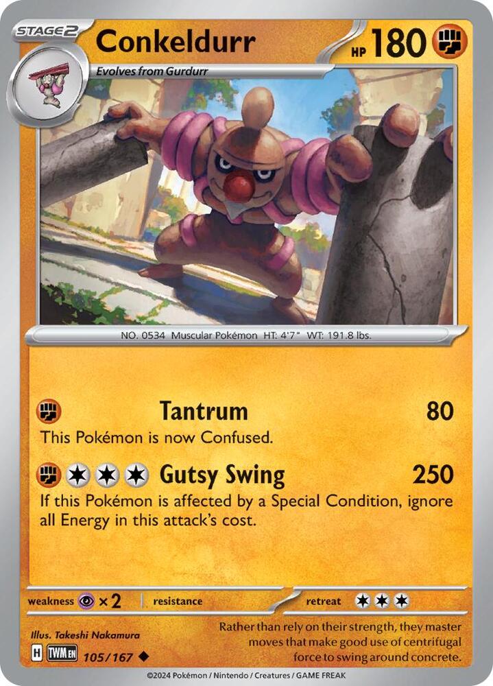 Conkeldurr - 105/167 - SV06: Twilight Masquerade (TWM) - Normal - Pokemon TCG Card