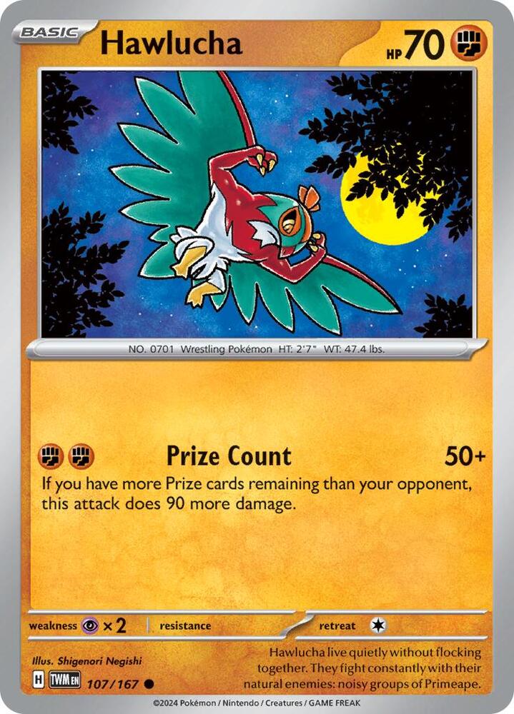 Hawlucha - 107/167 - SV06: Twilight Masquerade (TWM) - Reverse Holofoil - Pokemon TCG Card
