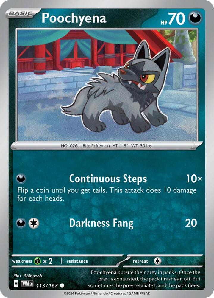 Poochyena - 113/167 - SV06: Twilight Masquerade (TWM) - Normal - Pokemon TCG Card