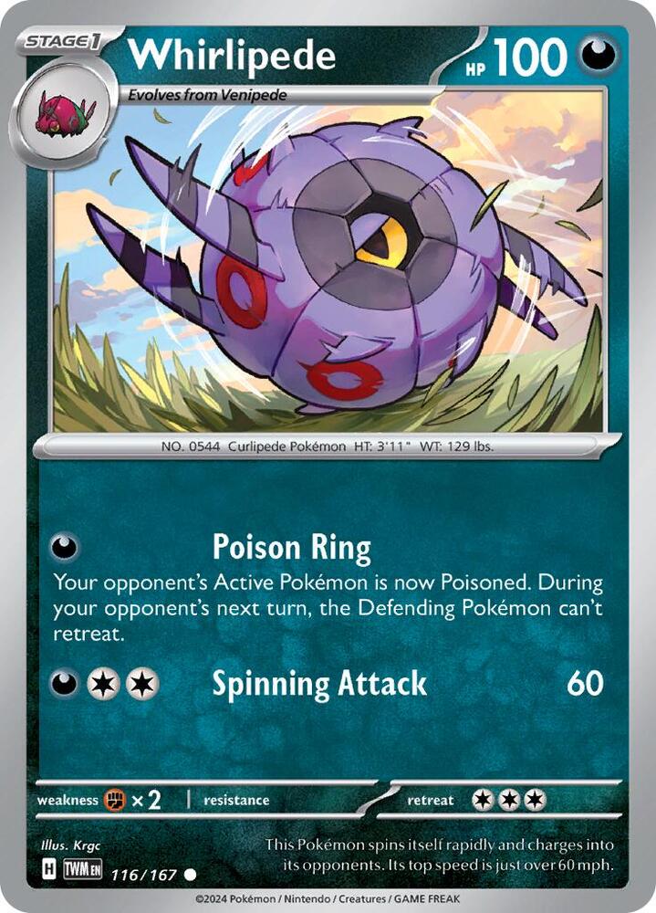 Whirlipede - 116/167 - SV06: Twilight Masquerade (TWM) - Normal - Pokemon TCG Card