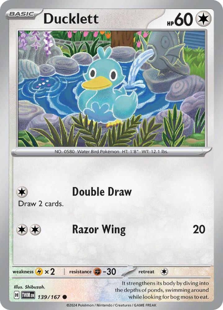 Ducklett - 139/167 - SV06: Twilight Masquerade (TWM) - Normal - Pokemon TCG Card
