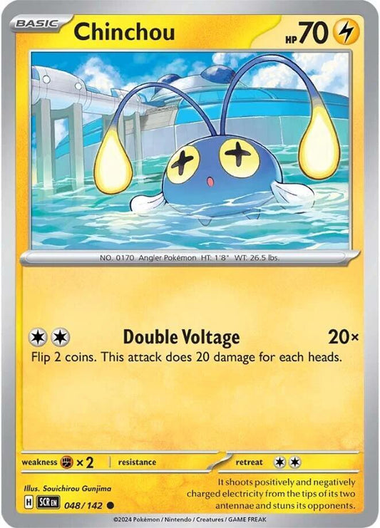 Chinchou - 048/142 - SV07: Stellar Crown (SCR) - Reverse Holofoil - Pokemon TCG Card