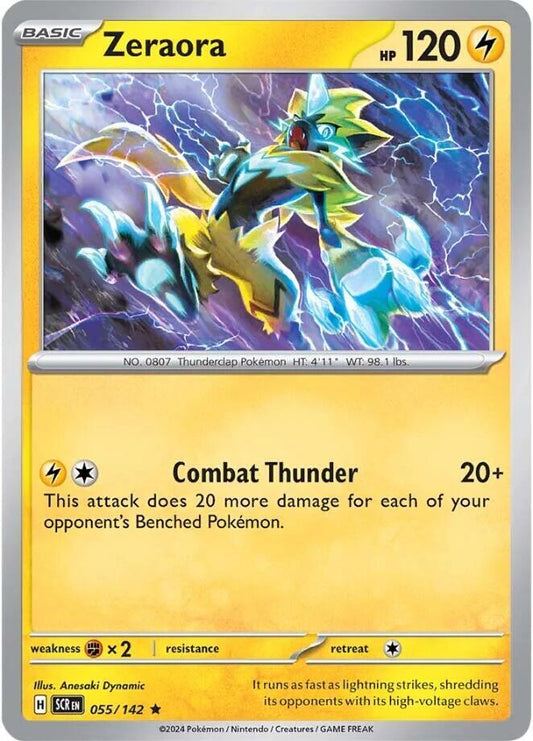 Zeraora - 055/142 - SV07: Stellar Crown (SCR) - Rare - Holofoil - Pokemon TCG Card