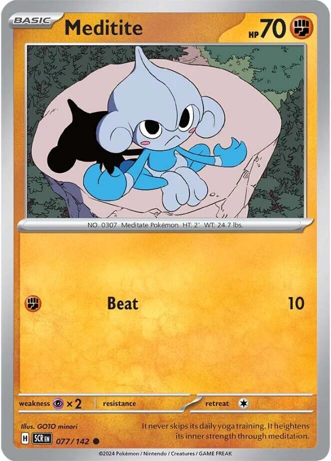 Meditite - 077/142 - SV07: Stellar Crown (SCR) - Common - Normal - Pokemon TCG Card