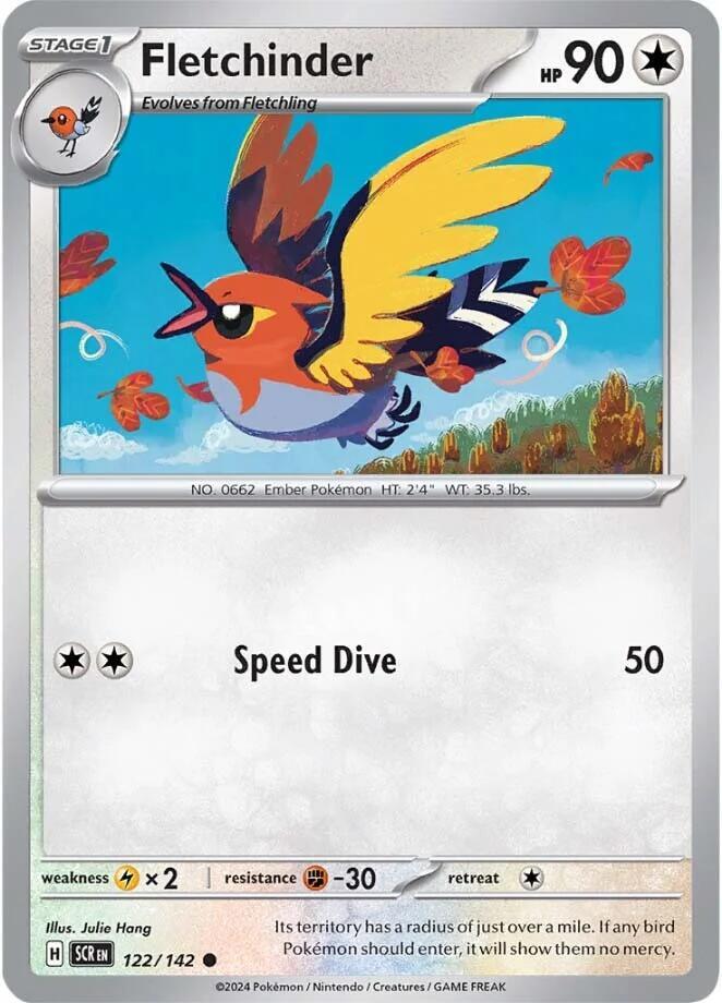 Fletchinder - 122/142 - SV07: Stellar Crown (SCR) - Normal - Pokemon TCG Card