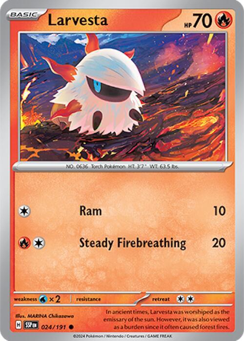 Larvesta - 024/191 - SV08: Surging Sparks (SSP) - Common - Normal - Pokemon TCG Card
