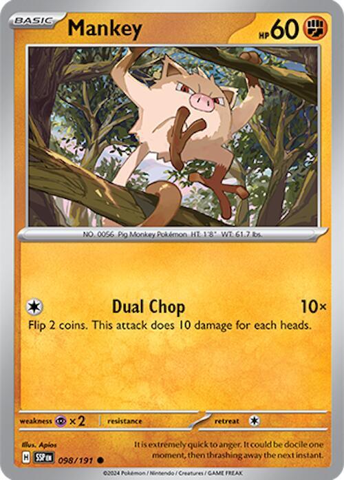 Mankey - 098/191 - SV08: Surging Sparks (SSP) - Normal - Pokemon TCG Card