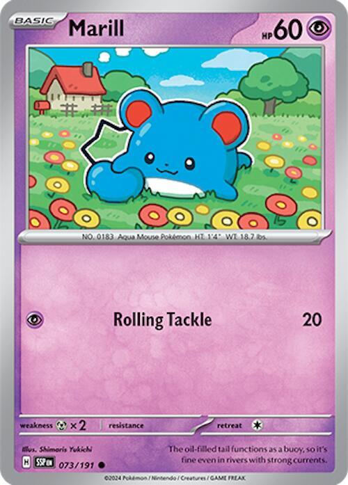 Marill - 073/191 - SV08: Surging Sparks (SSP) - Reverse Holofoil - Pokemon TCG Card