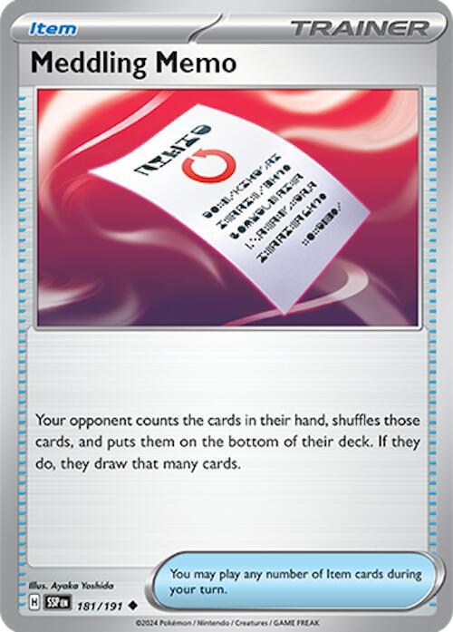 Meddling Memo - 181/191 - SV08: Surging Sparks (SSP) - Normal - Pokemon TCG Card