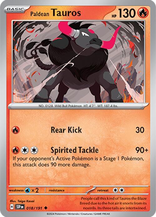 Paldean Tauros - 018/191 - SV08: Surging Sparks (SSP) - Uncommon - Normal - Pokemon TCG Card