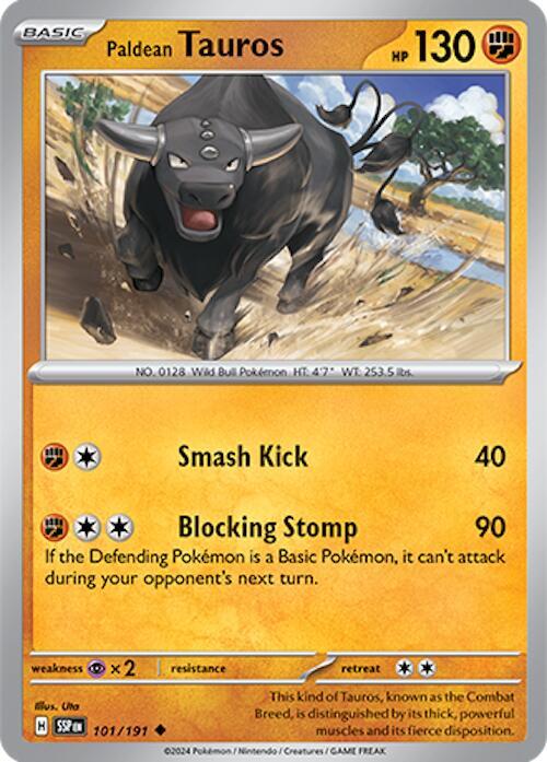 Paldean Tauros - 101/191 - SV08: Surging Sparks (SSP) - Uncommon - Reverse Holofoil - Pokemon TCG Card