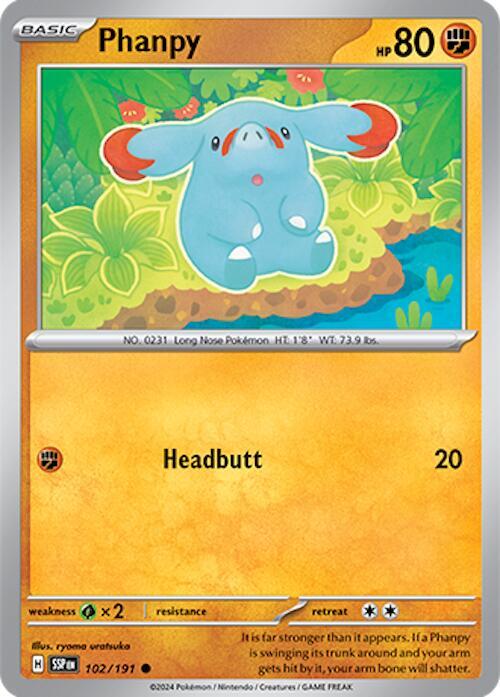 Phanpy - 102/191 - SV08: Surging Sparks (SSP) - Common - Normal - Pokemon TCG Card