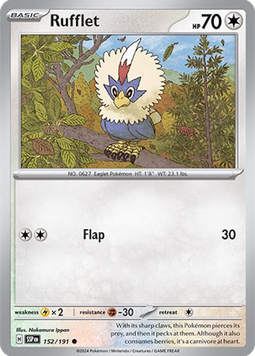 Rufflet - 152/191 - SV08: Surging Sparks (SSP) - Reverse Holofoil - Pokemon TCG Card