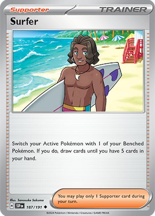 Surfer - 187/191 - SV08: Surging Sparks (SSP) - Uncommon - Normal - Pokemon TCG Card