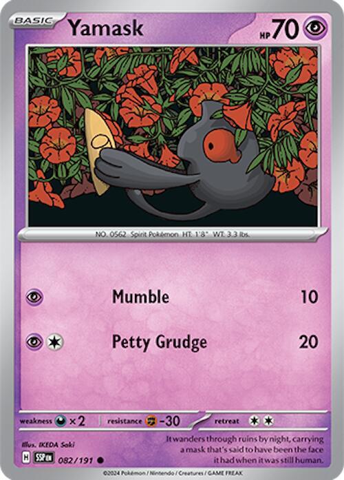 Yamask - 082/191 - SV08: Surging Sparks (SSP) - Reverse Holofoil - Pokemon TCG Card