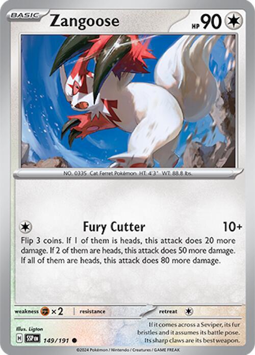 Zangoose - 149/191 - SV08: Surging Sparks (SSP) - Reverse Holofoil - Pokemon TCG Card