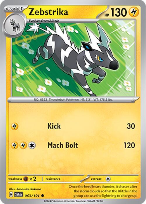 Zebstrika - 063/191 - SV08: Surging Sparks (SSP) - Normal - Pokemon TCG Card