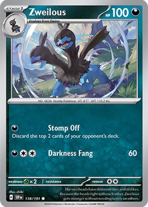 Zweilous - 118/191 - SV08: Surging Sparks (SSP) - Normal - Pokemon TCG Card