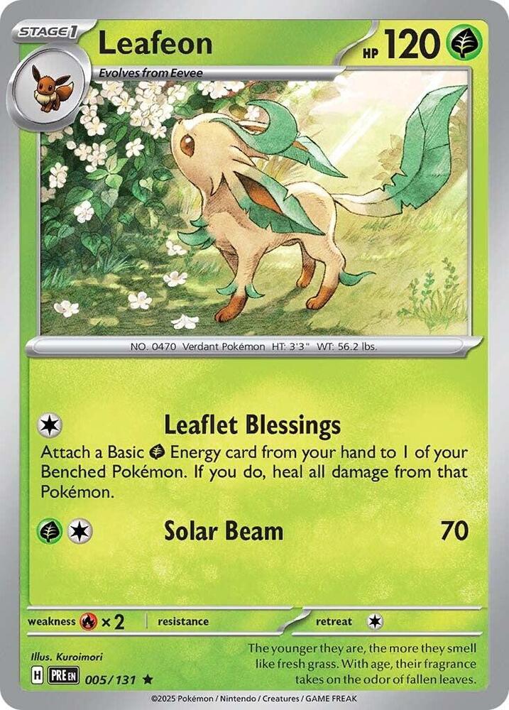 Leafeon - 005/131 - SV: Prismatic Evolutions (PRE) - Reverse Holofoil - Pokemon TCG Card
