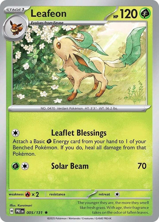 Leafeon - 005/131 - SV: Prismatic Evolutions (PRE) - Reverse Holofoil - Pokemon TCG Card