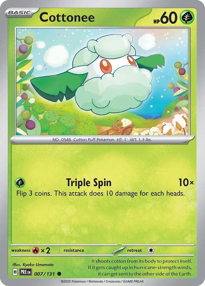 Cottonee - 007/131 - SV: Prismatic Evolutions (PRE) - Reverse Holofoil - Pokemon TCG Card