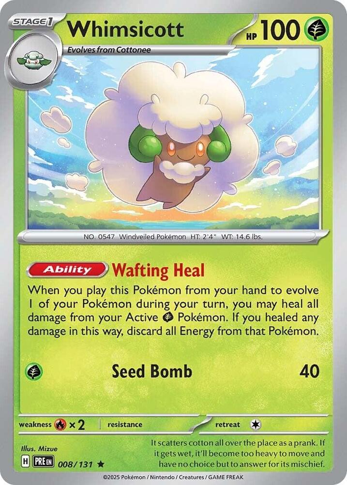 Whimsicott - 008/131 - SV: Prismatic Evolutions (PRE) - Holofoil - Pokemon TCG Card