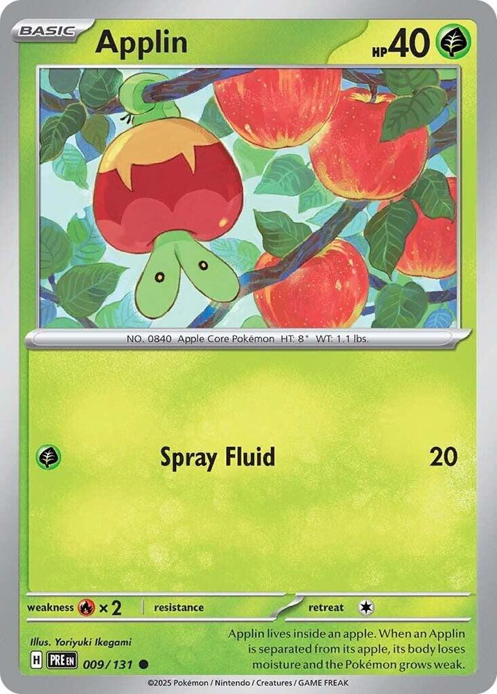 Applin - 009/131 - SV: Prismatic Evolutions (PRE) - Reverse Holofoil - Pokemon TCG Card